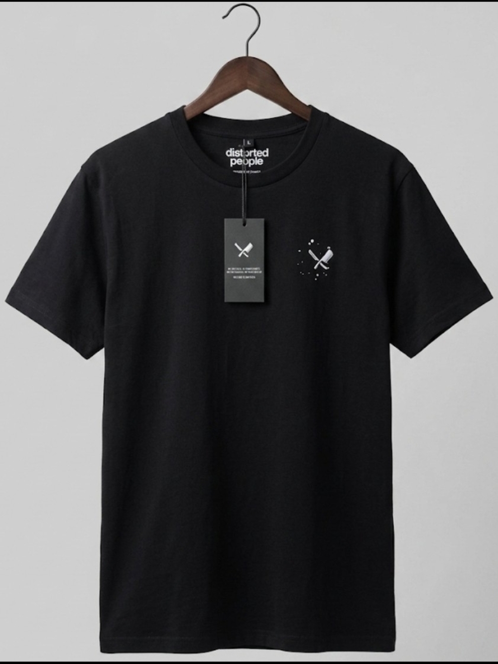 NWT Deadstock Distorted People 'Crew Member' Embroidered Black Graphic Tee L